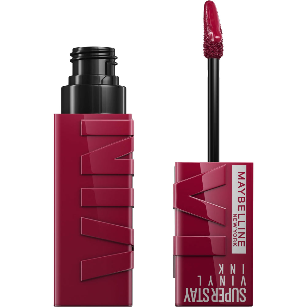 Maybelline Super Stay Vinyl Ink packaging closeup highlighting color lock