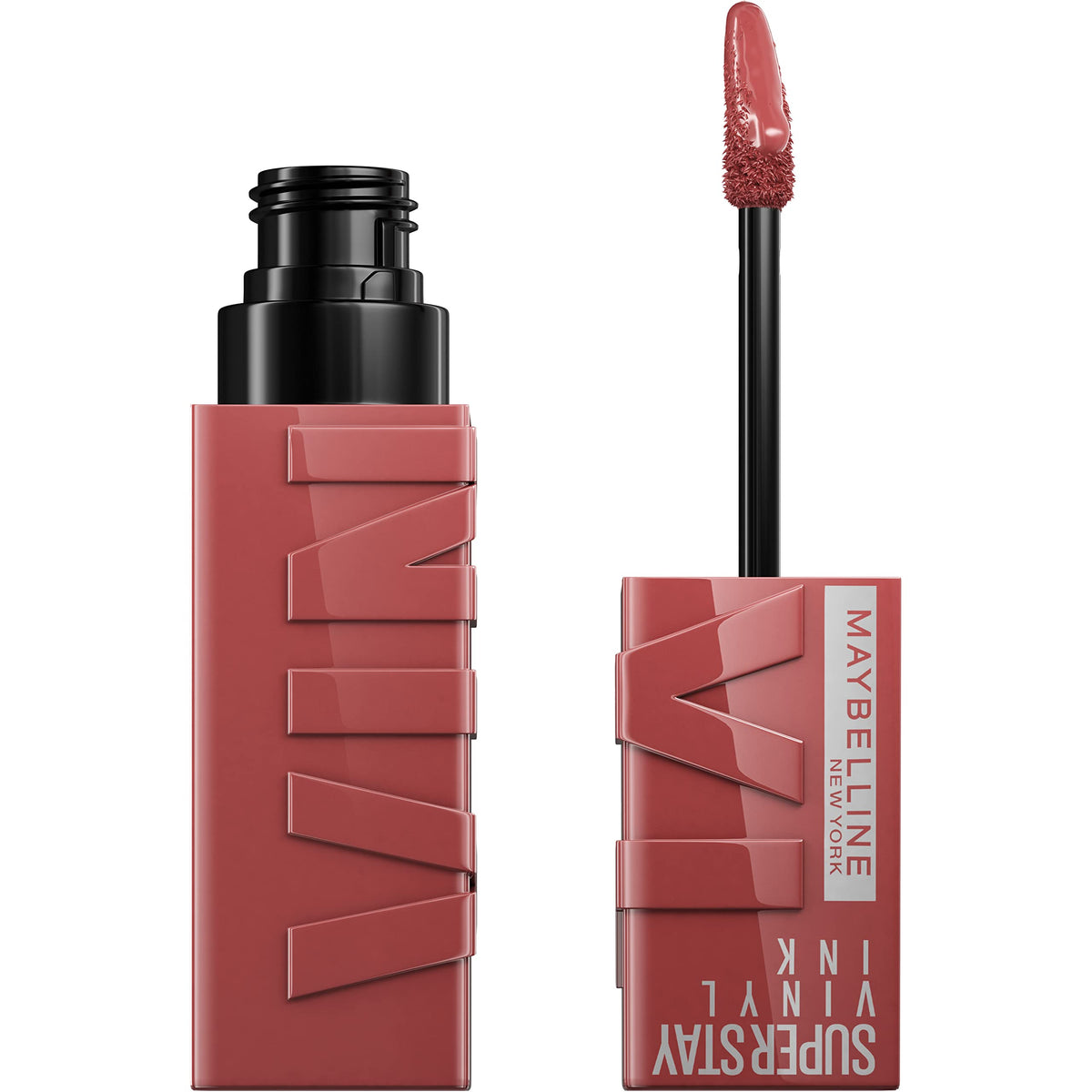 Maybelline Super Stay Vinyl Ink shake and swipe for long-lasting vinyl color.