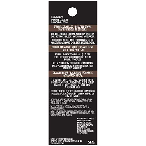 Maybelline TattooStudio Brow Pomade ash brown swatches show rich, even color payoff.