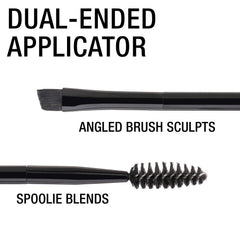 Maybelline TattooStudio Brow Pomade Blonde spoolie blends color for natural shading.