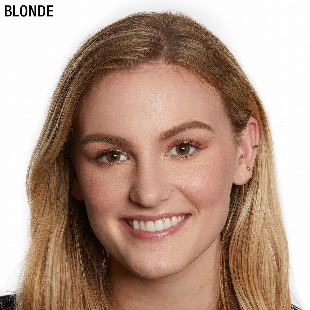 Maybelline TattooStudio Brow Pomade Blonde close-up highlights waterproof formula for enduring color.