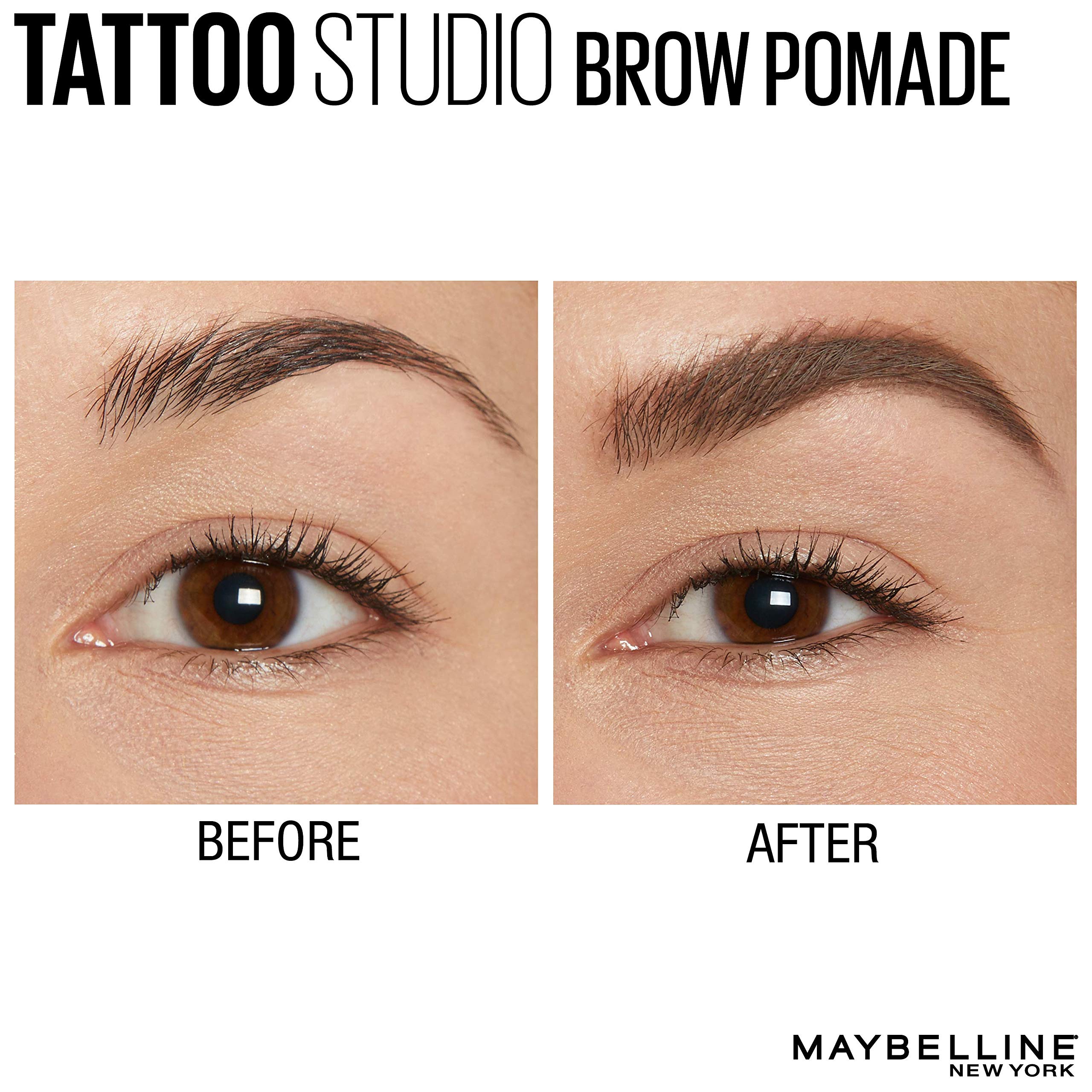 Maybelline TattooStudio Brow Pomade dual-ended applicator for precise shaping.