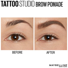 Maybelline TattooStudio Brow Pomade dual-ended applicator for precise shaping.