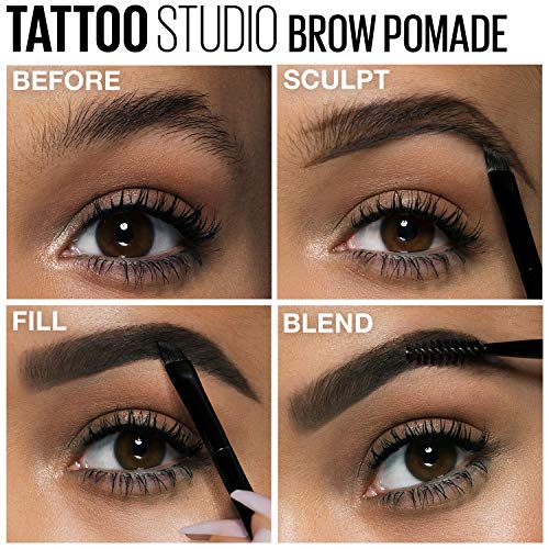 Maybelline TattooStudio Brow Pomade natural shading for fuller-looking brows.