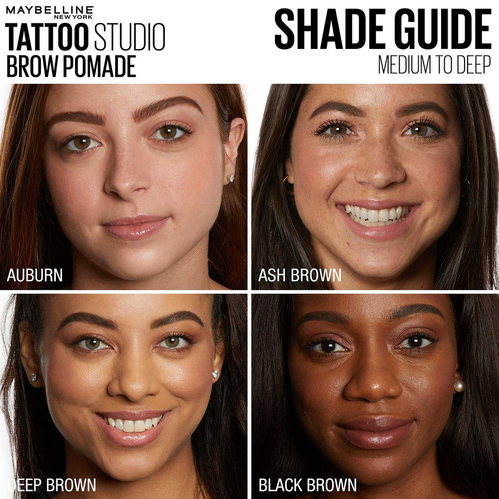 Maybelline TattooStudio Brow Pomade waterproof formula for humidity or rain.