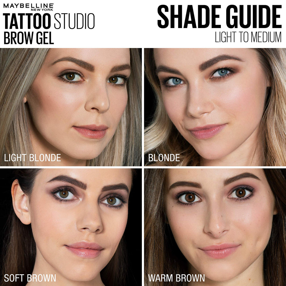 Maybelline TattooStudio precision tip application for controlled brow shaping.