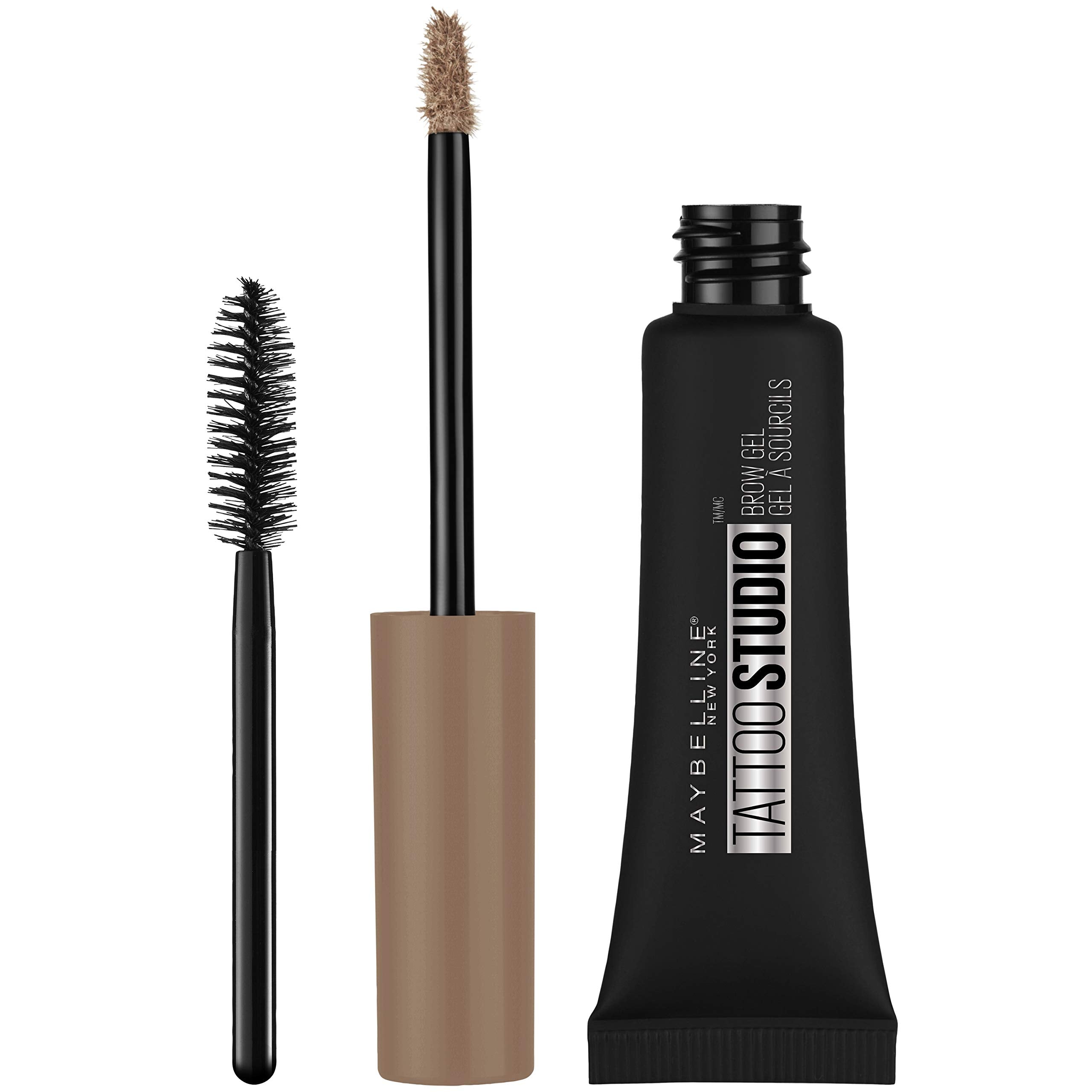 Maybelline TattooStudio spoolie brush close-up delivering even color and defined arches.