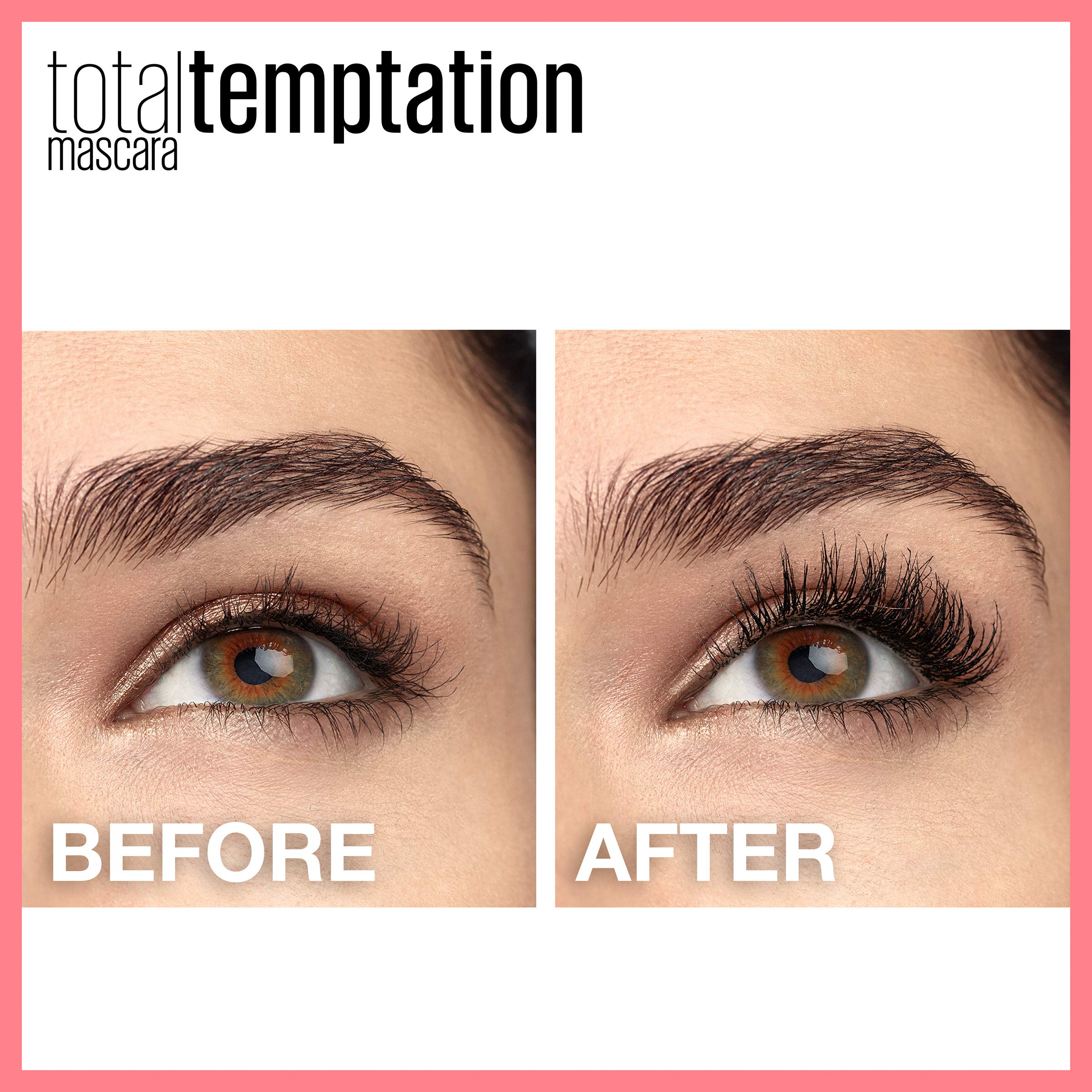 Maybelline Total Temptation mascara wand closeup shows creamy coconut-infused formula