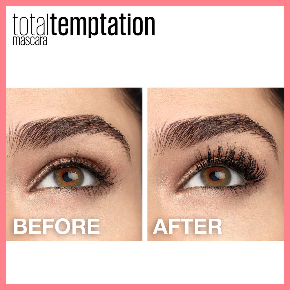 Maybelline Total Temptation mascara wand closeup shows creamy coconut-infused formula