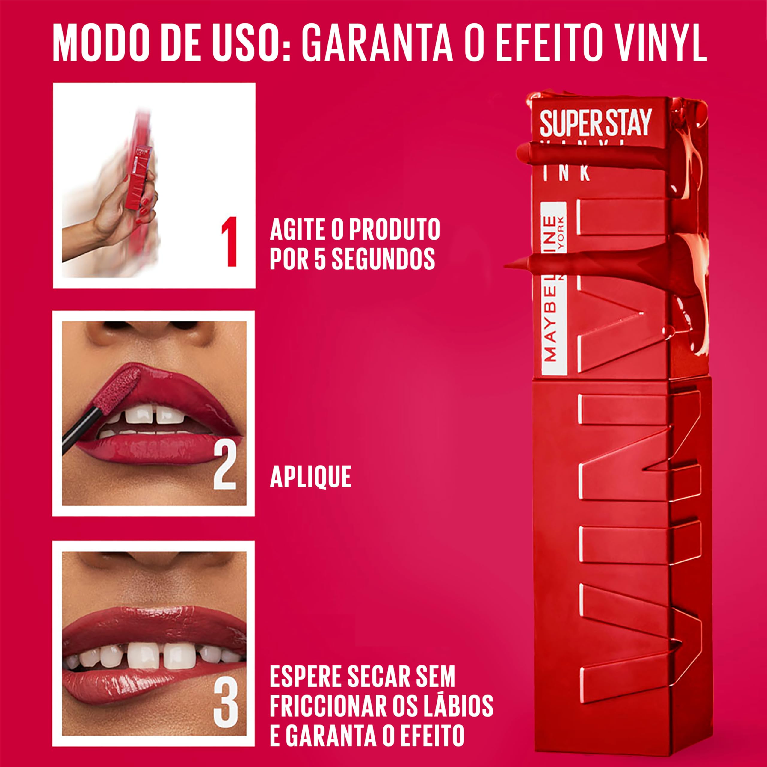 Maybelline Vinyl Ink color-lock smudge-proof finish on lips