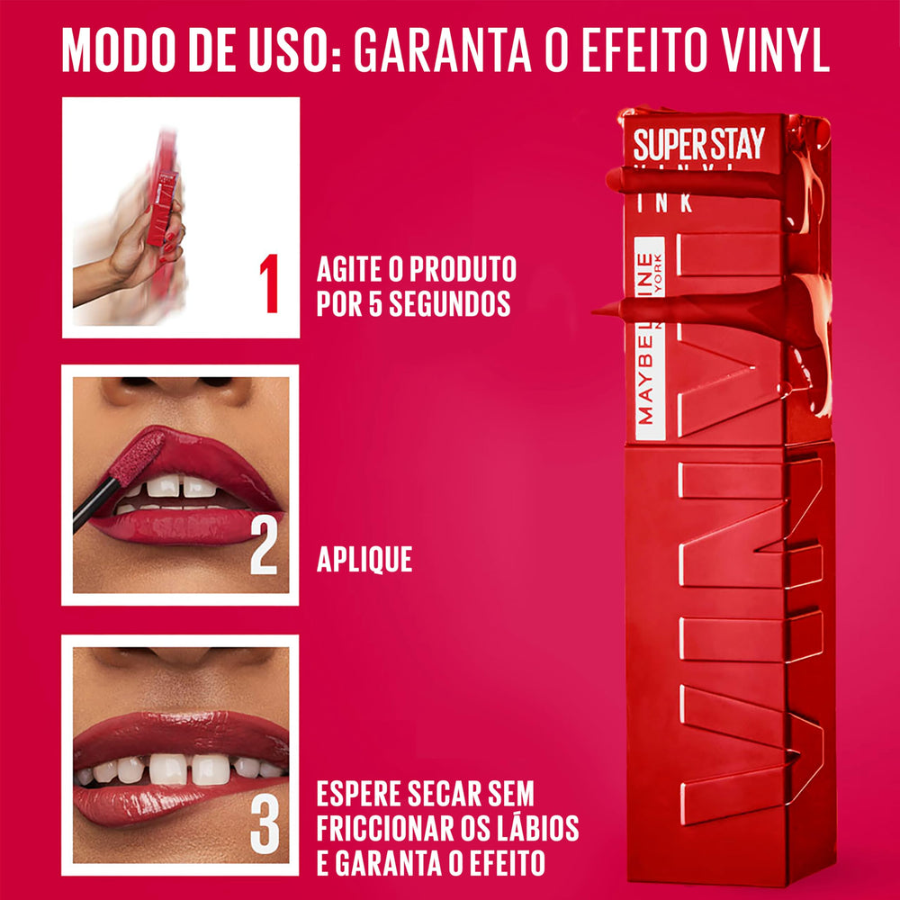 Maybelline Vinyl Ink color-lock smudge-proof finish on lips