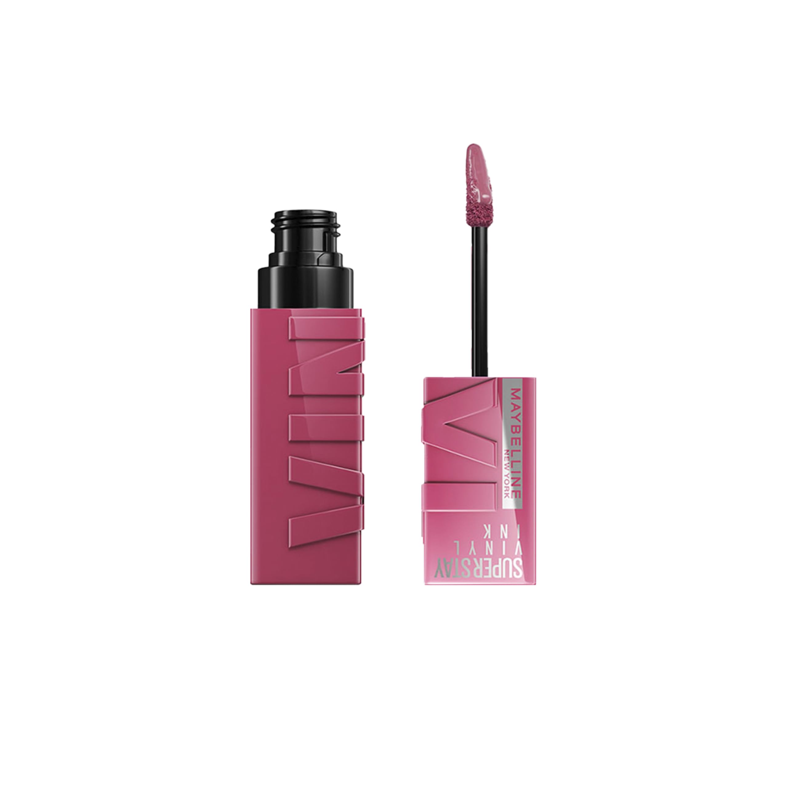 Maybelline Vinyl Ink Coy swatch on lips with instant shine and long wear