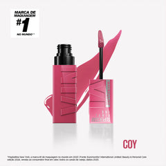 Maybelline Vinyl Ink Rose Mauve Nude lip close-up showing rich color
