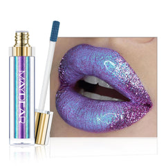 Maydear Chameleon lipstick swatch shows metallic shine for bold looks