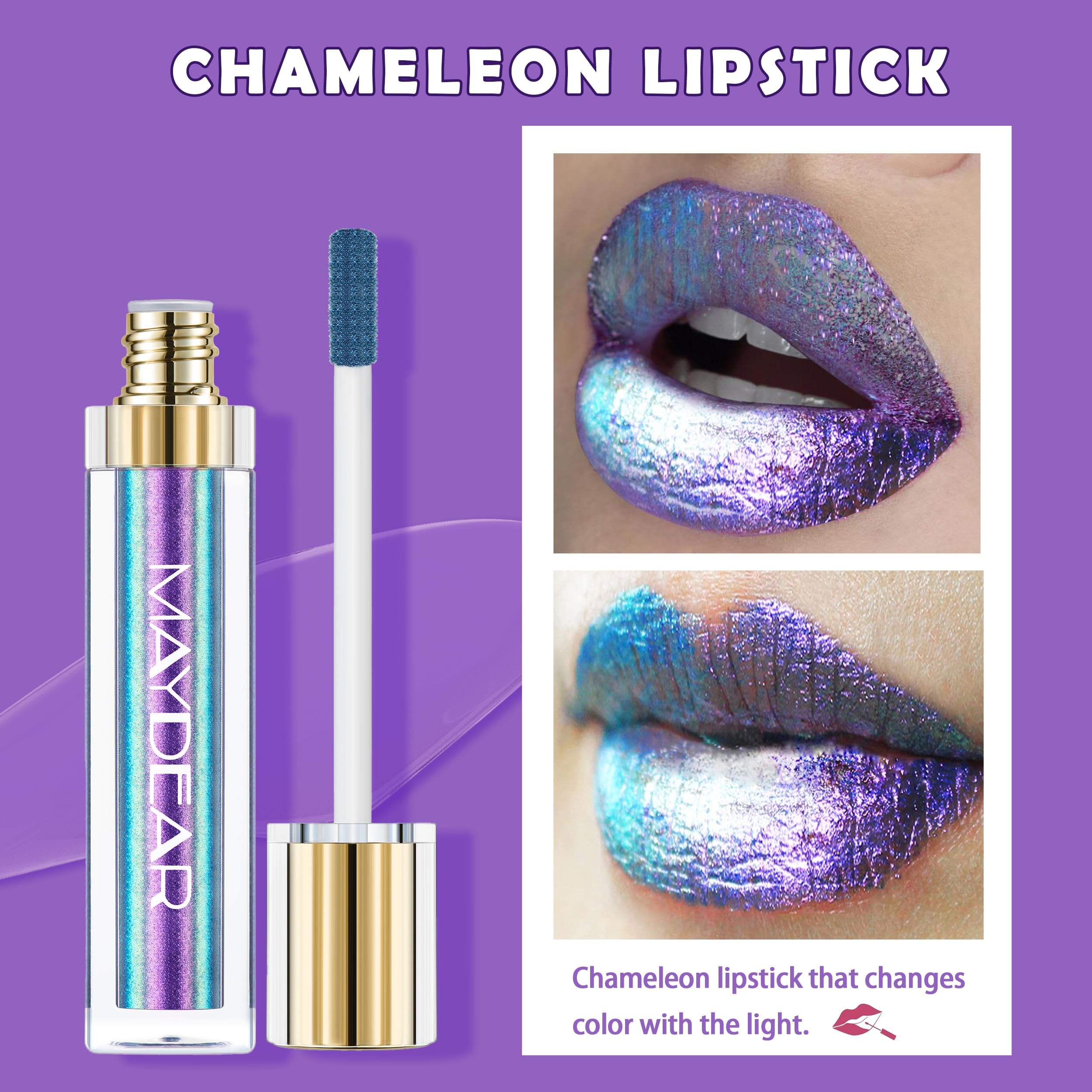 Maydear Chameleon multichrome lips closeup highlights shifting hues