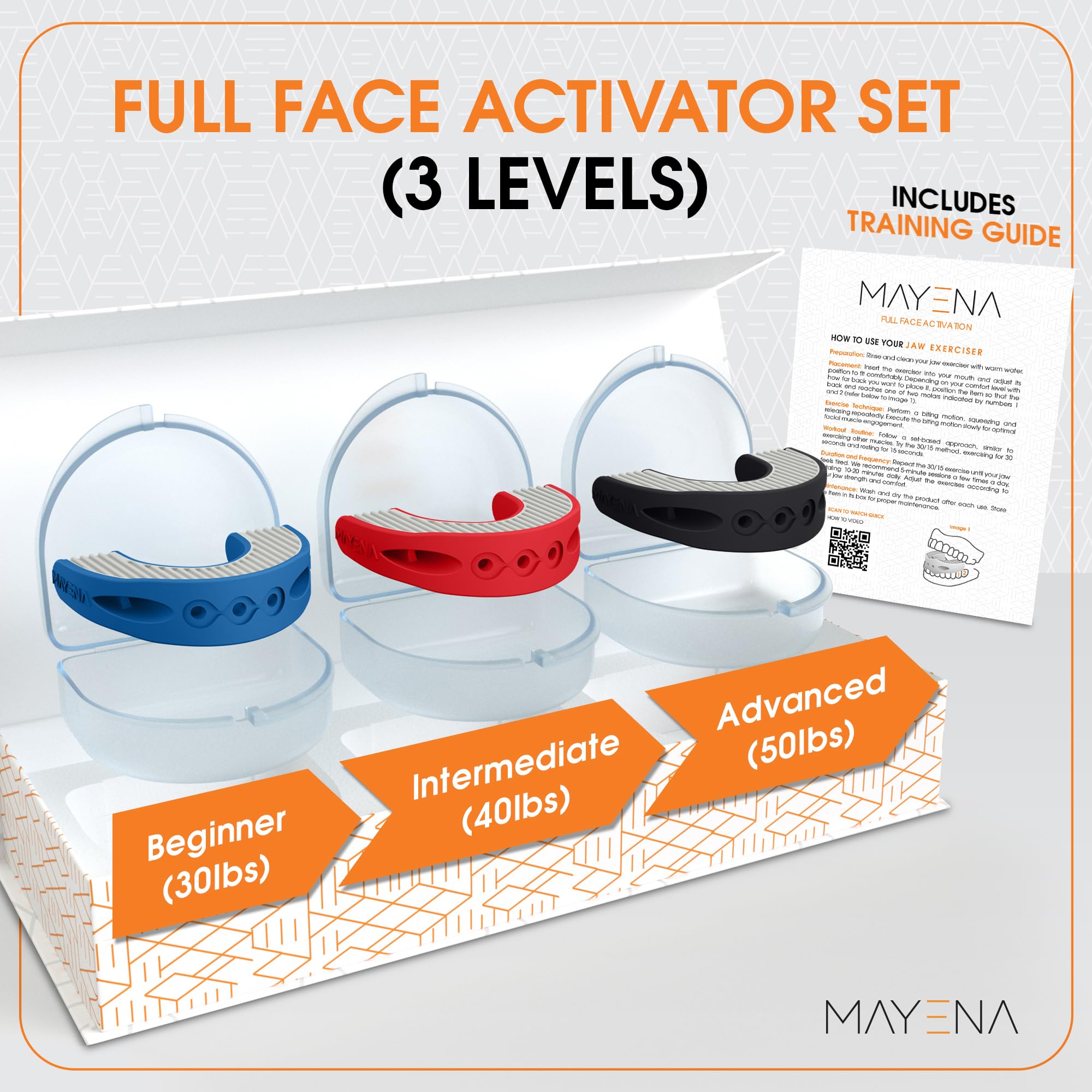 Mayena jaw exerciser extended teeth guards for safe use.