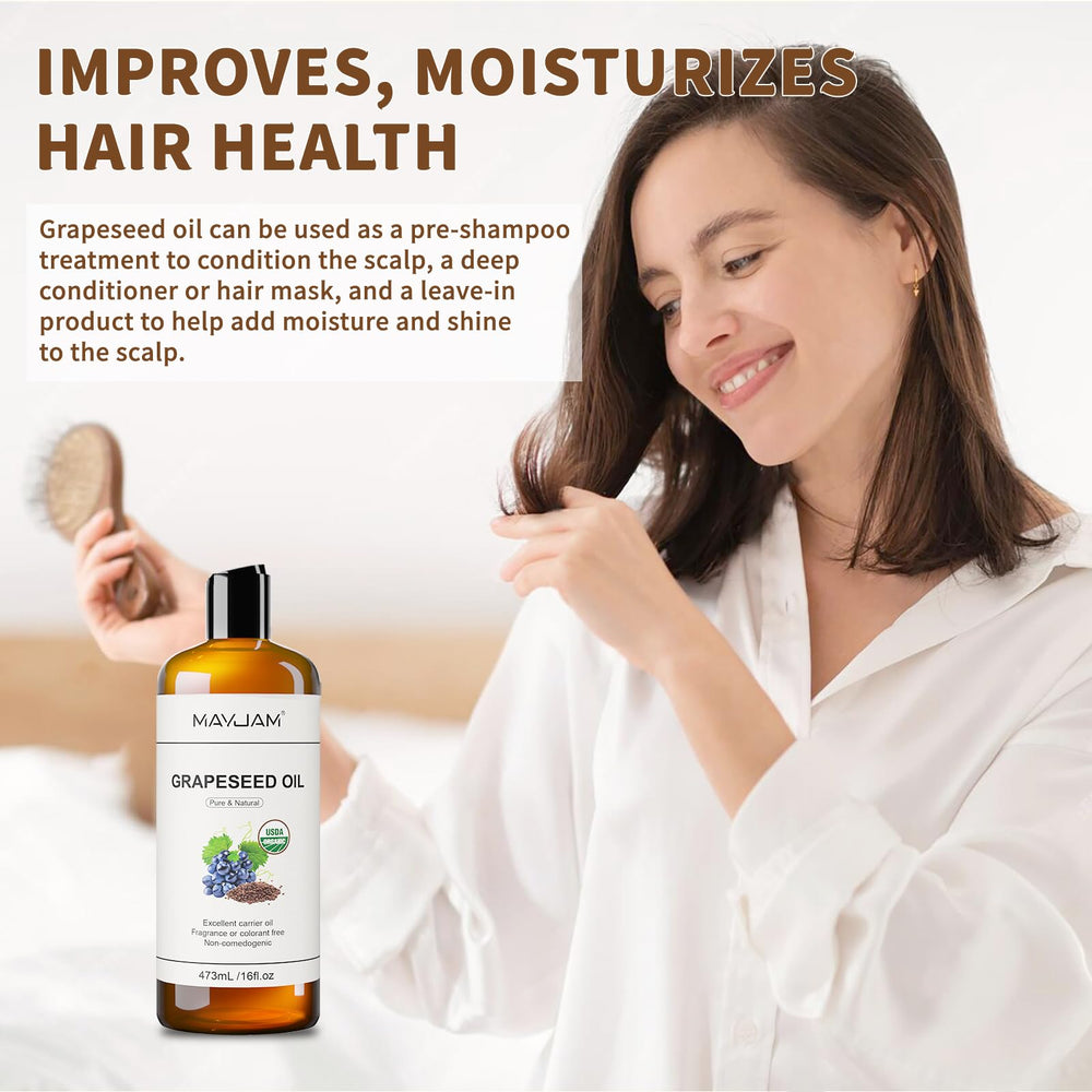 MAYJAM grapeseed oil being massaged into skin during routine
