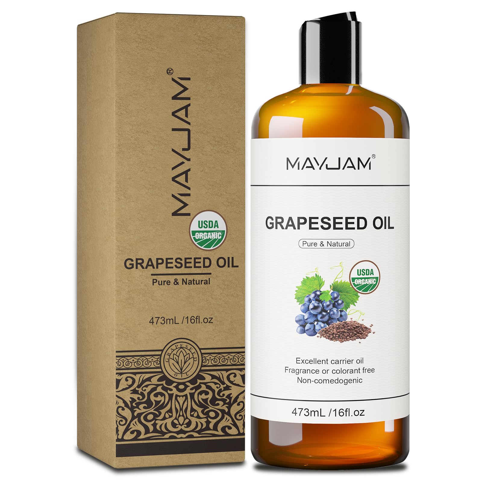 MAYJAM grapeseed oil on a shelf with clean beauty vibe