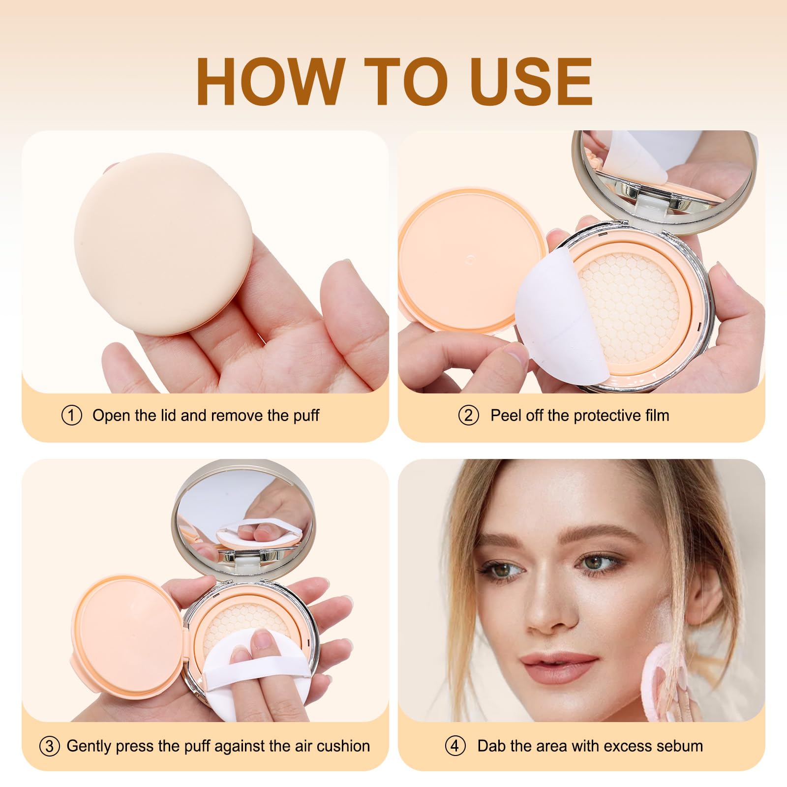 MAYKOO on-the-go case shows built-in mirror and puff for quick touch-ups.