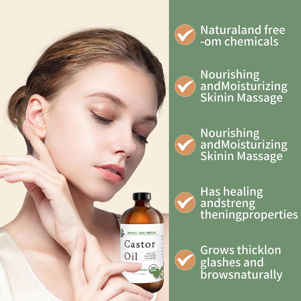 MAYLINK Castor Oil bottle cap closeup highlights pure formula for daily care