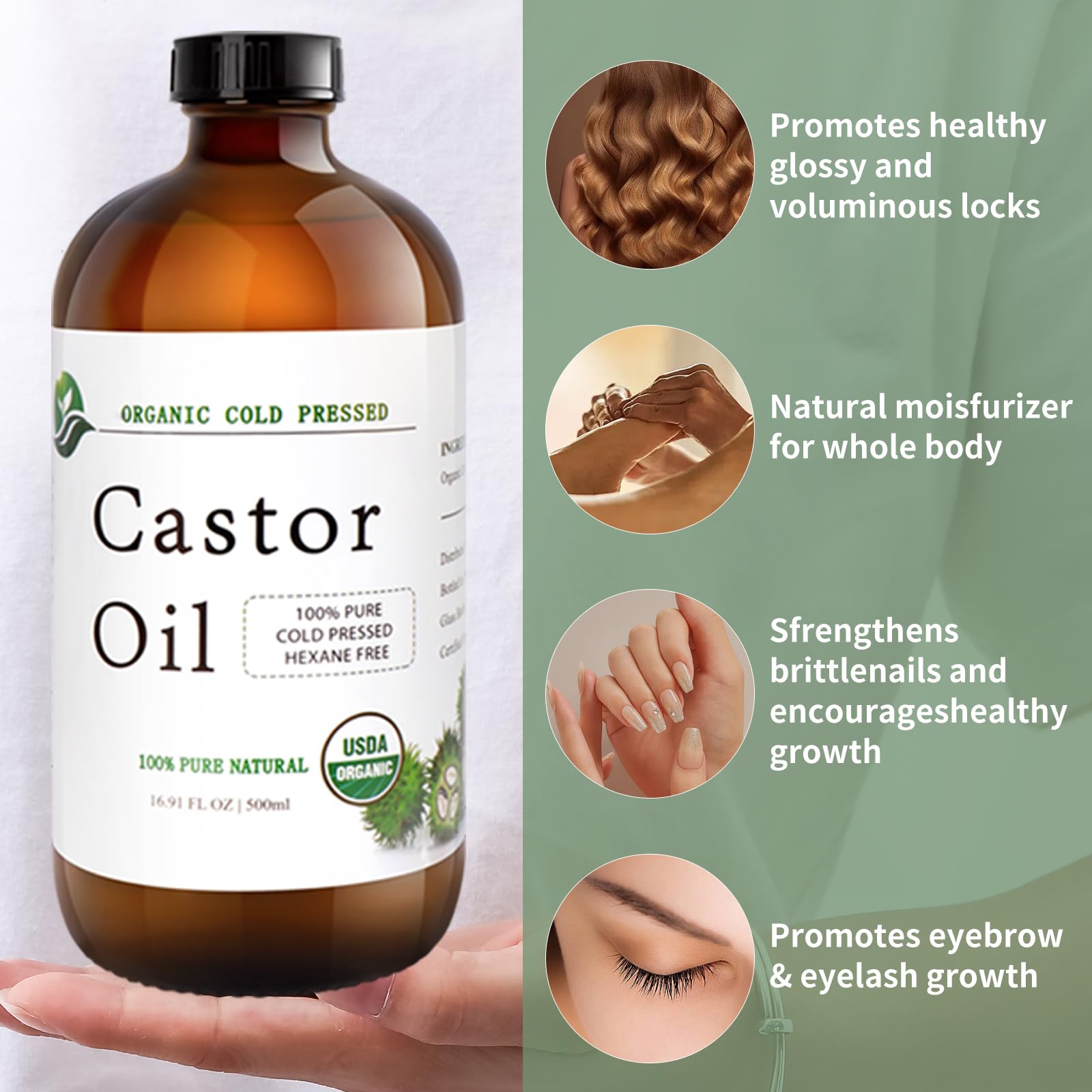 MAYLINK Castor Oil hair end care showcases smoothing and shine on split ends