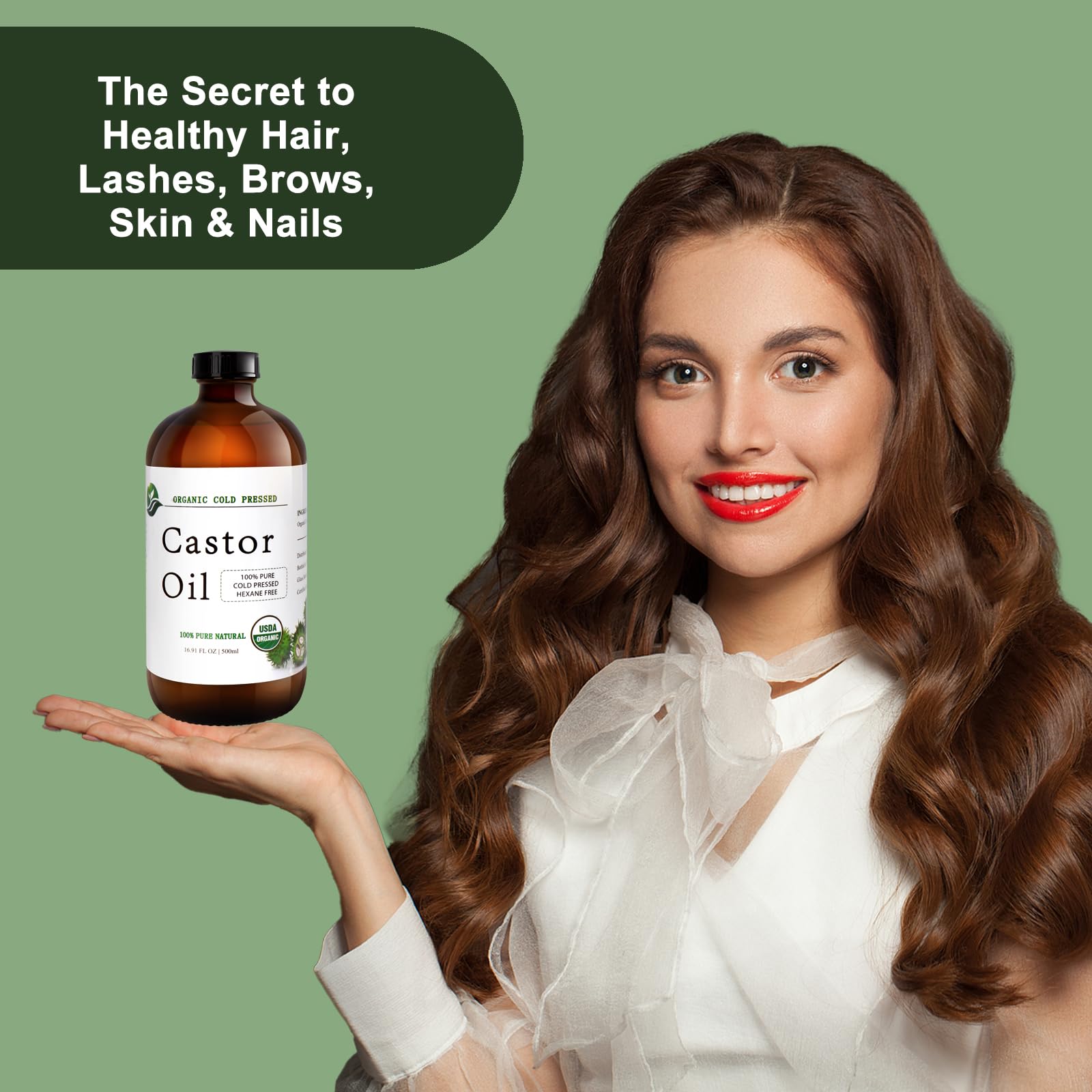 MAYLINK Castor Oil label glass bottle communicates organic hexane-free quality