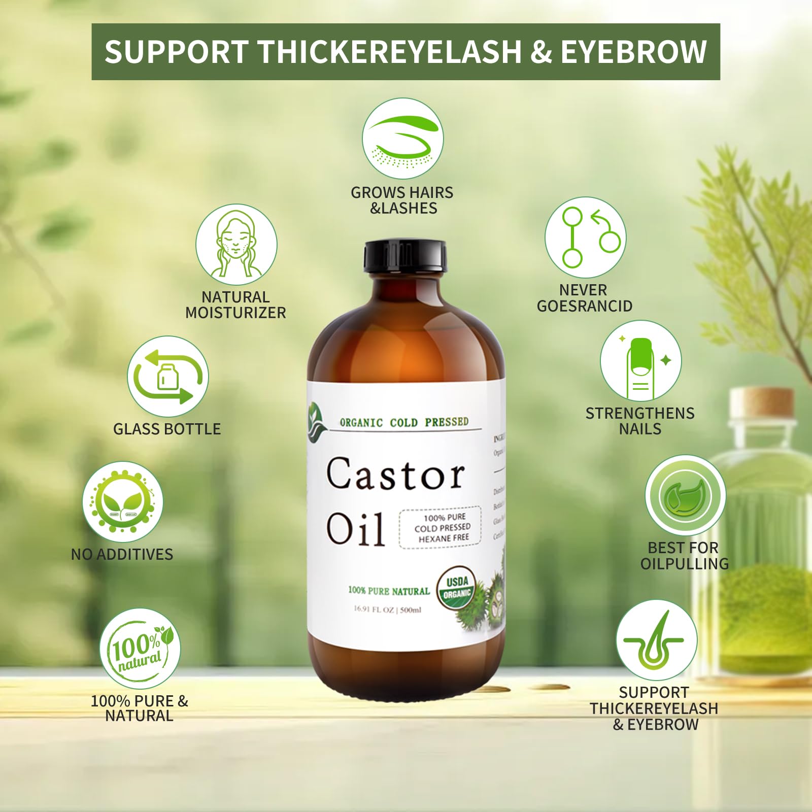 MAYLINK Castor Oil lash application demonstrates conditioning for fuller-looking lashes