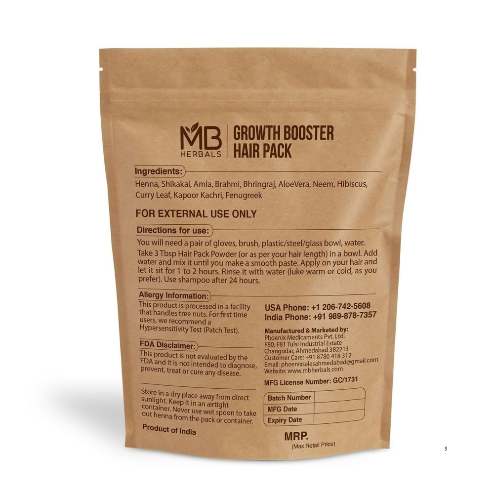 MB Herbals Growth Booster Hair Pack being applied to hair for conditioning and herbal aroma