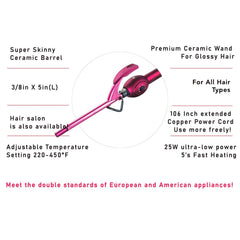 MBHAIR 9mm wand demonstrates PTC heating for even temperature across sections