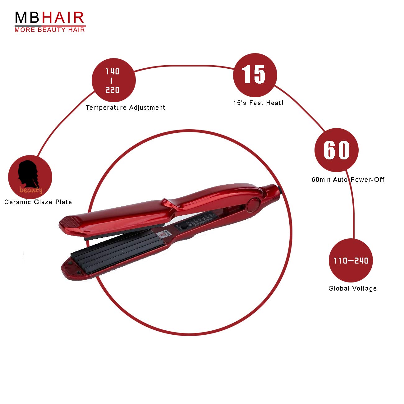 MBHAIR ceramic crimper iron ergonomic handle for easy control