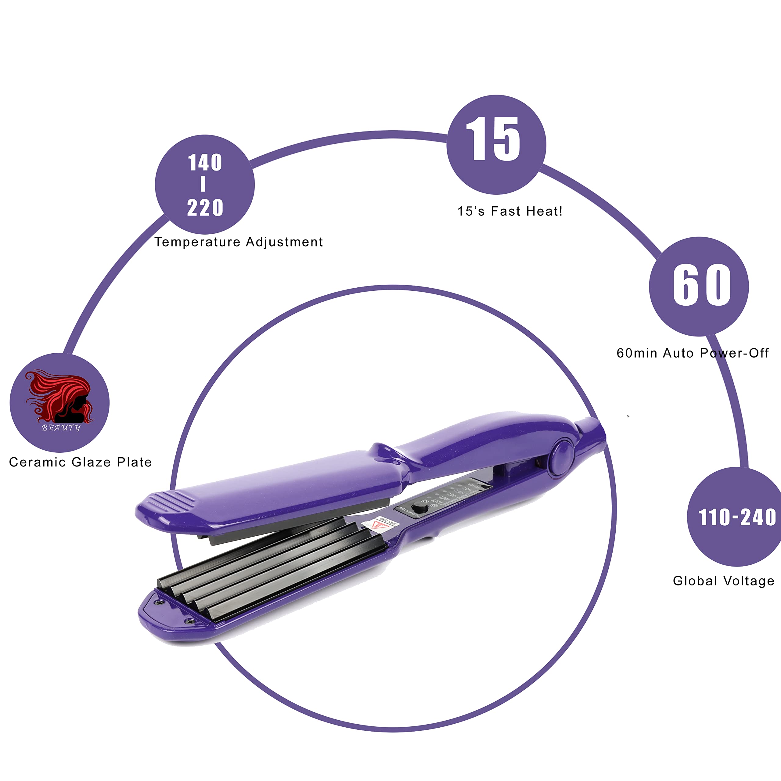 MBHAIR ceramic crimper iron ergonomic handle in hand for beginners