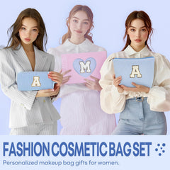 Mibasies initial makeup bag blue A small compartment for pencils or daily use