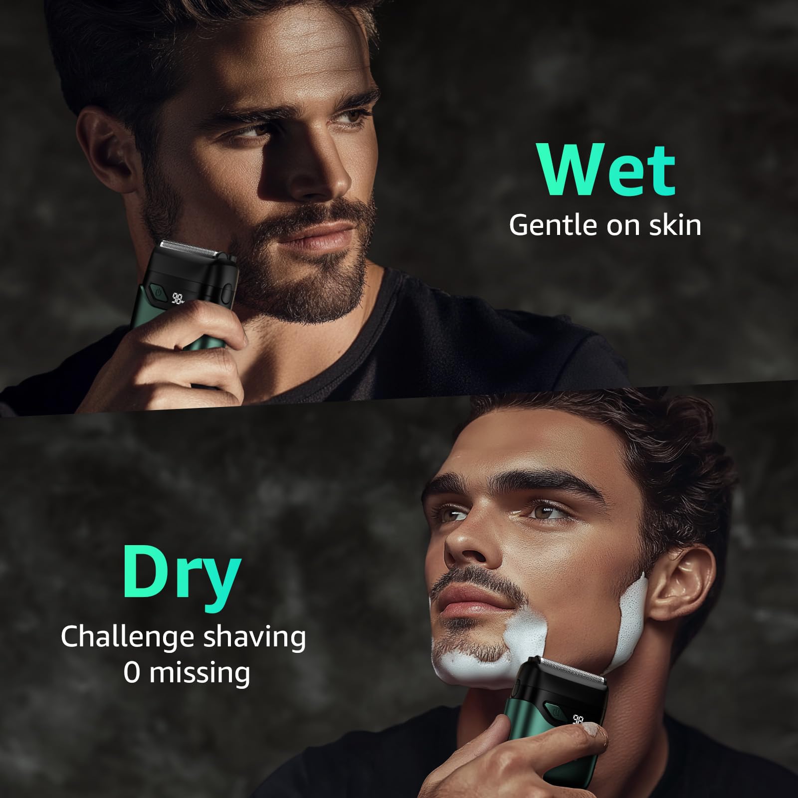 Mbzoey Emerald Green shaver ready for wet or dry use with foam