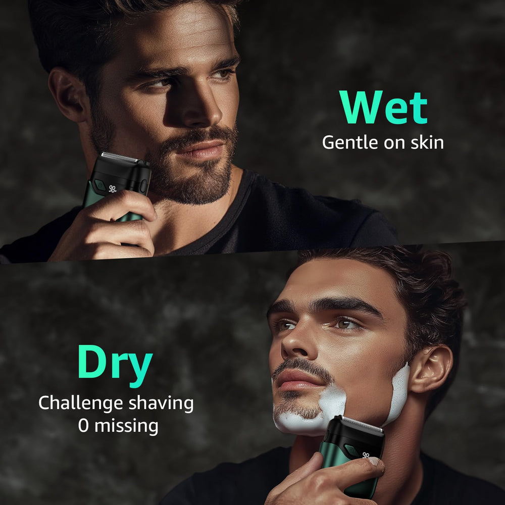Mbzoey Emerald Green shaver ready for wet or dry use with foam