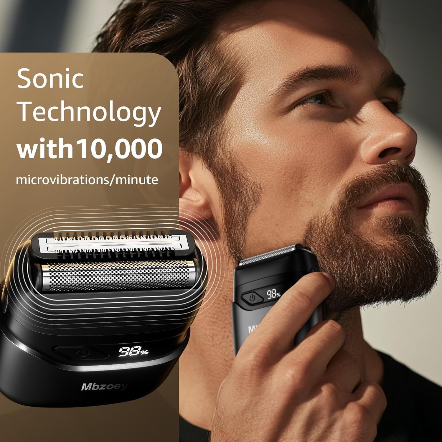 Mbzoey razor showing floating head that adapts to facial contours