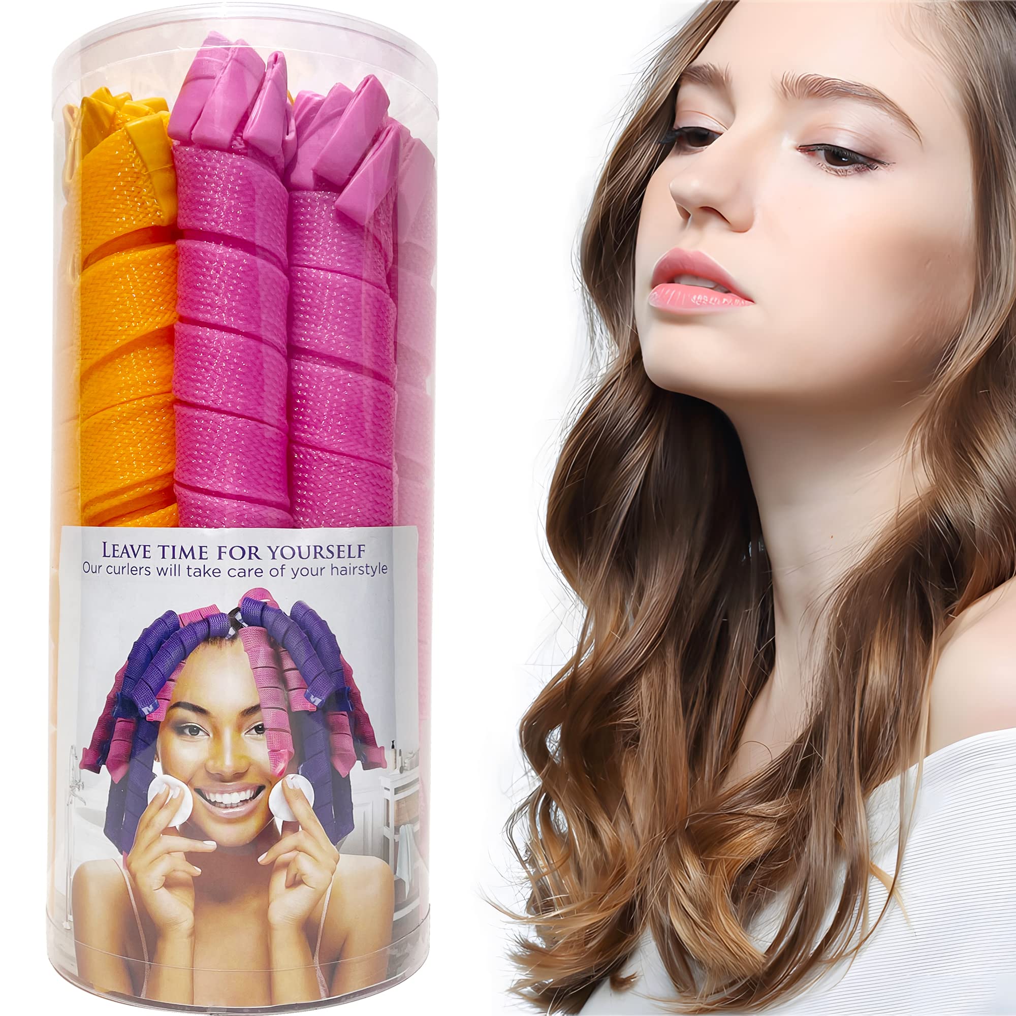 MC MAGIC CURLER long-hair results showing natural no-heat curls.