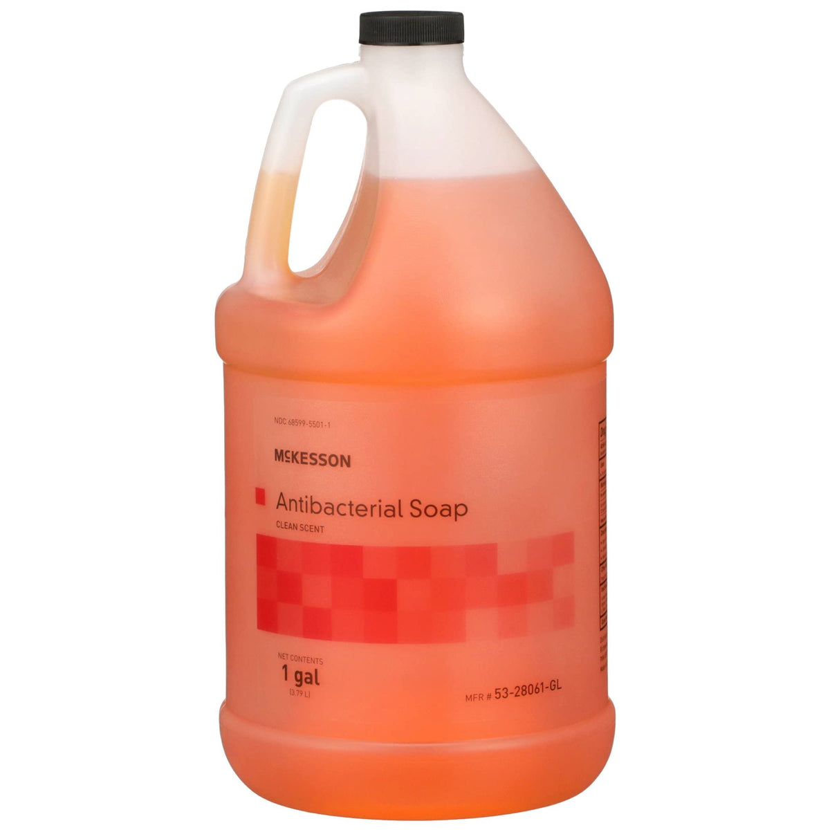 McKesson antibacterial hand soap refill bottle showing clear content for daily germ reduction
