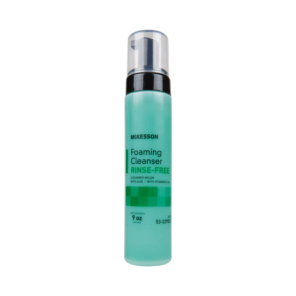 McKesson Rinse-Free Foam Cleanser bottle enables non-water cleansing for daily use
