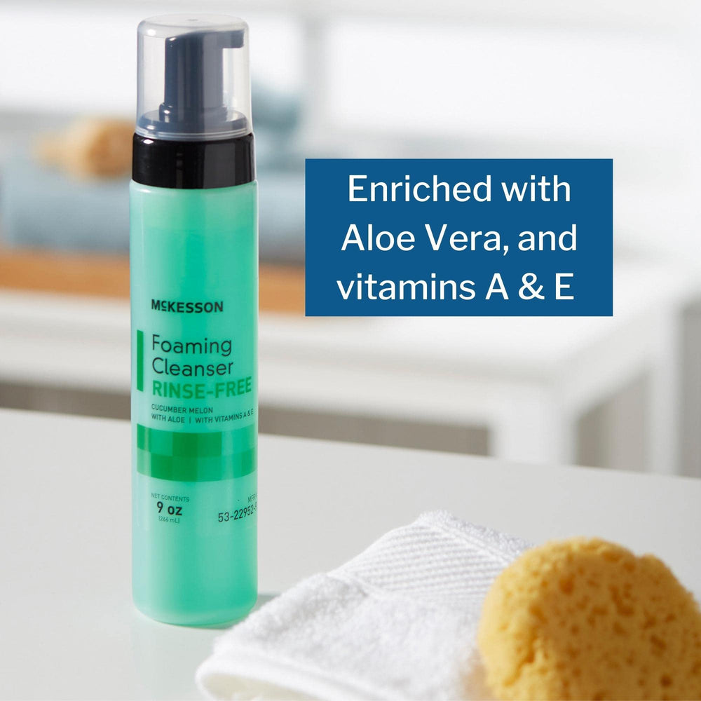 McKesson Rinse-Free Foam Cleanser no-water-use feature for convenient cleansing