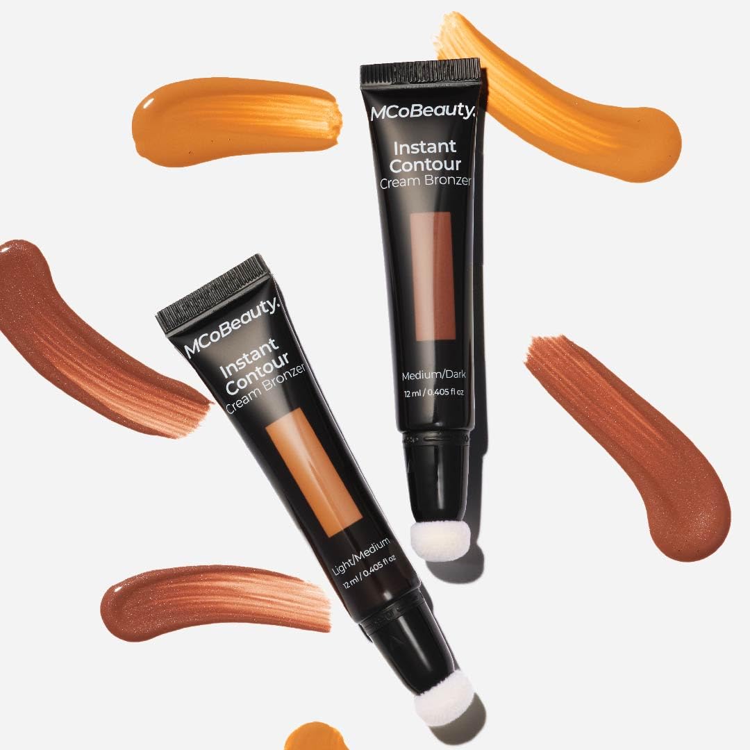 MCoBeauty contour stick applied to cheekbones for lifted, sculpted definition.