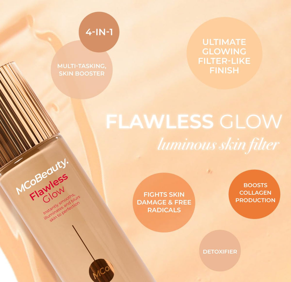 MCoBeauty Flawless Glow Filter with Squalane delivers comfortable, hydrated wear.