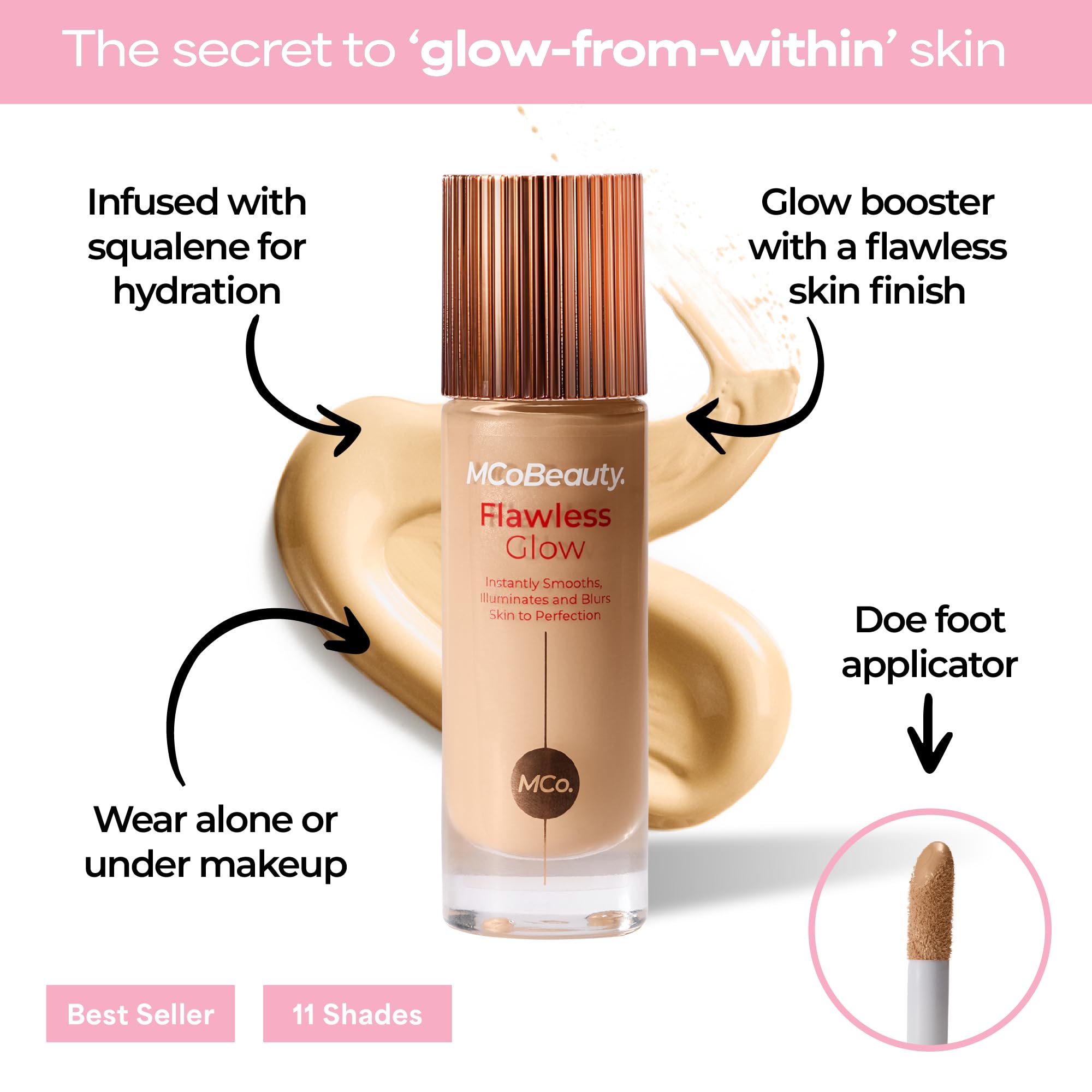Textura luminosa de Flawless Glow que suaviza la piel