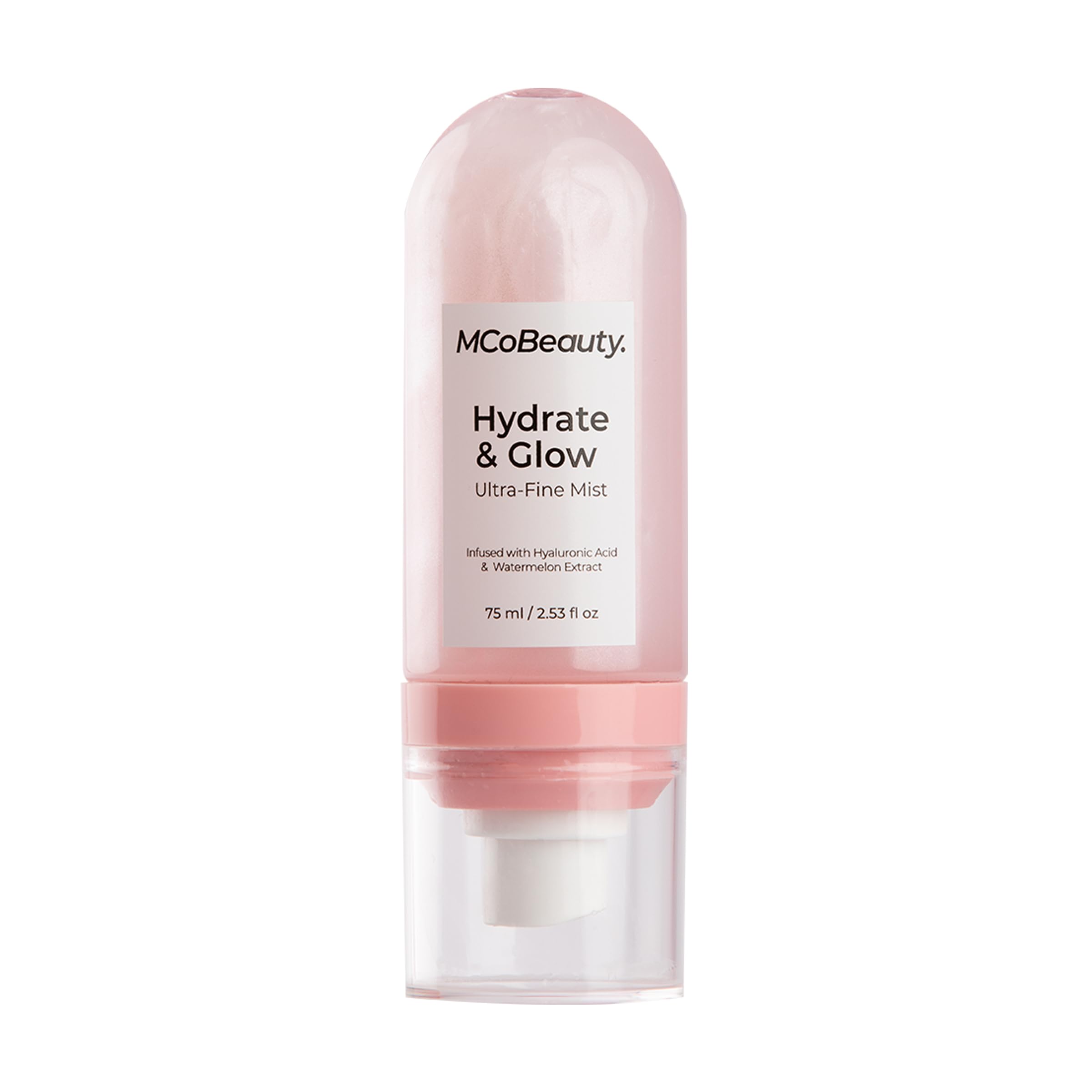 mcobeauty hydrate glow mist bottle delivers luminous hydration for face and body.