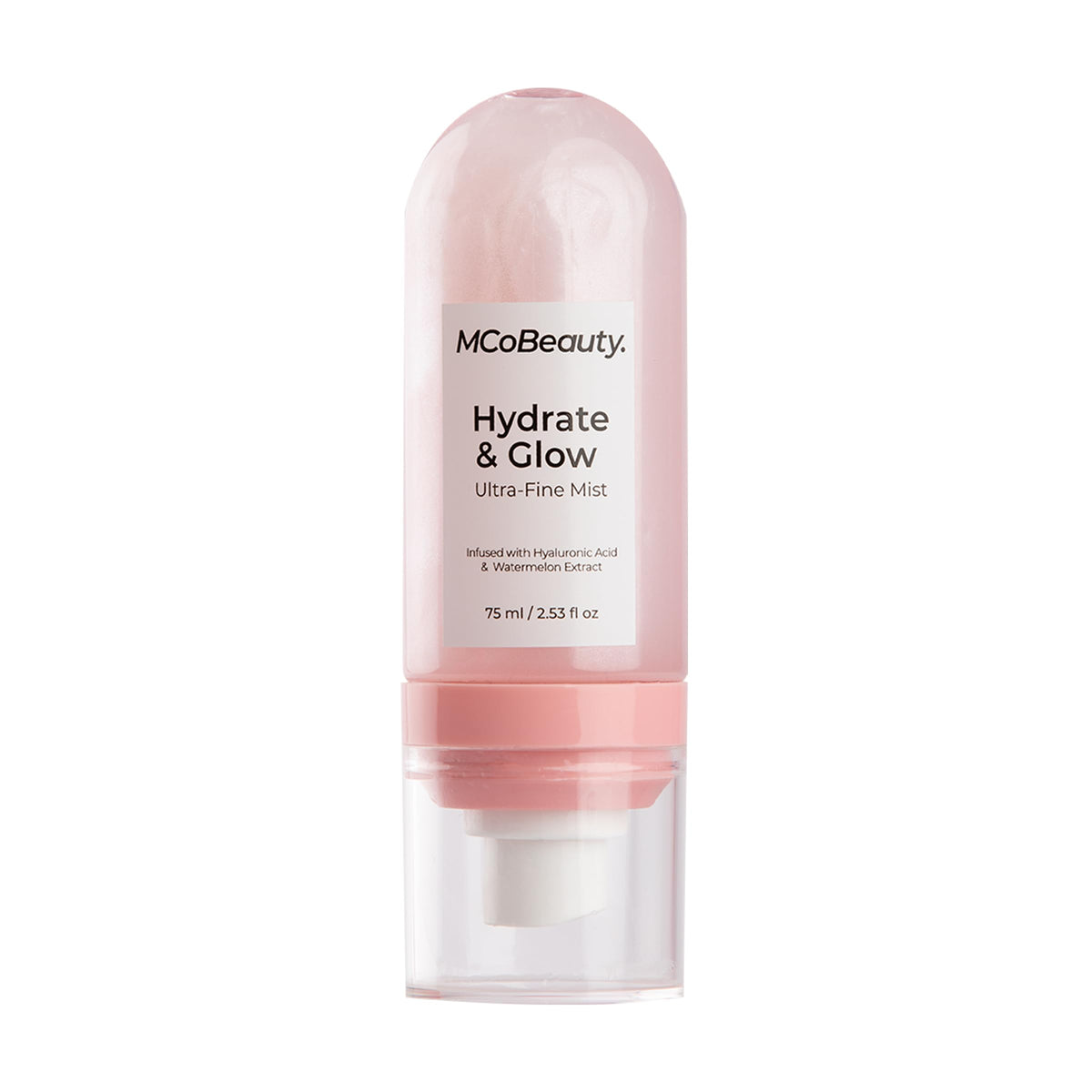 mcobeauty hydrate glow mist bottle delivers luminous hydration for face and body.