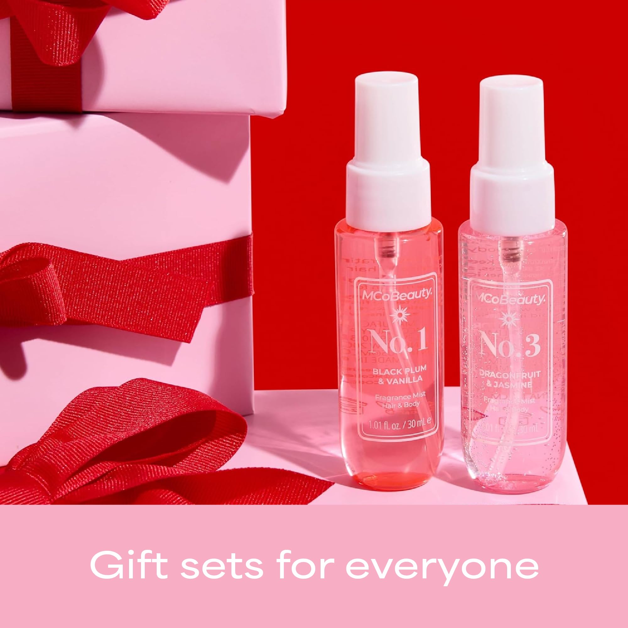 MCoBeauty mini fragrance mist No.3 box packaging showcases vibrant notes for on-the-go scent boosts