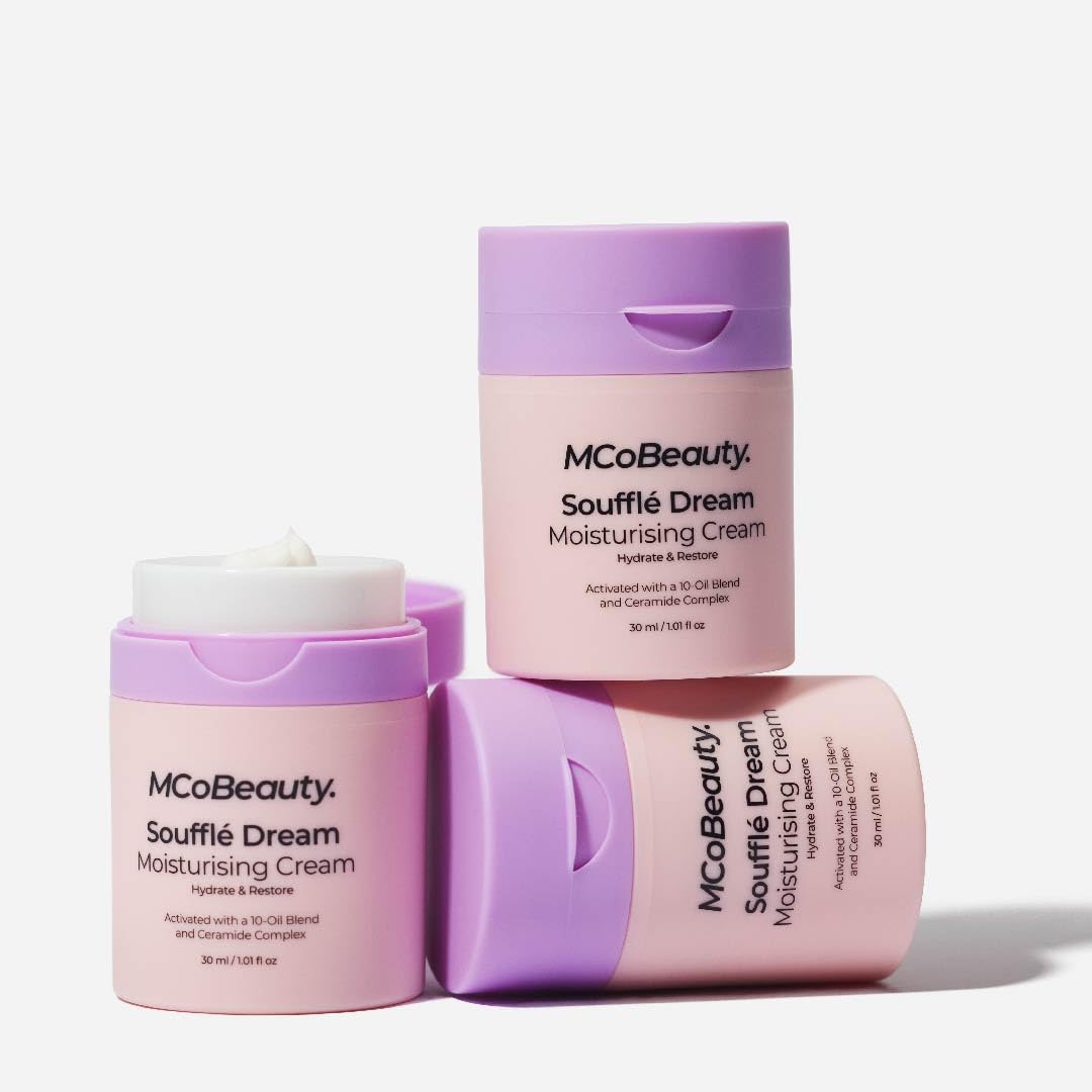 MCoBeauty Soufflé Dream nourishing oils close-up highlights hydrating ingredients