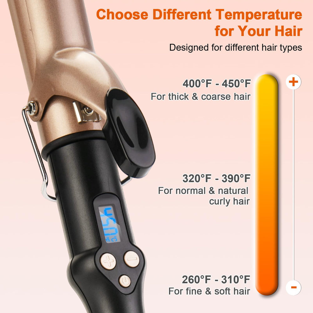 MCODON curling iron includes heat-resistant glove for safer styling.