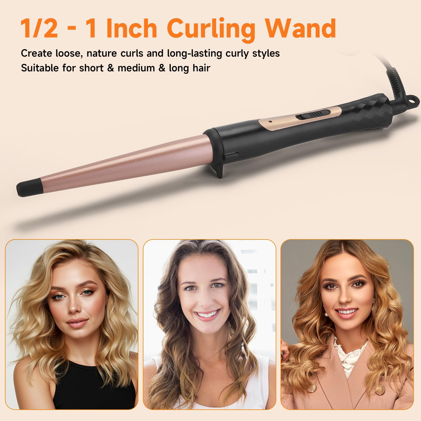 MCODON tourmaline ceramic barrel shine and frizz control
