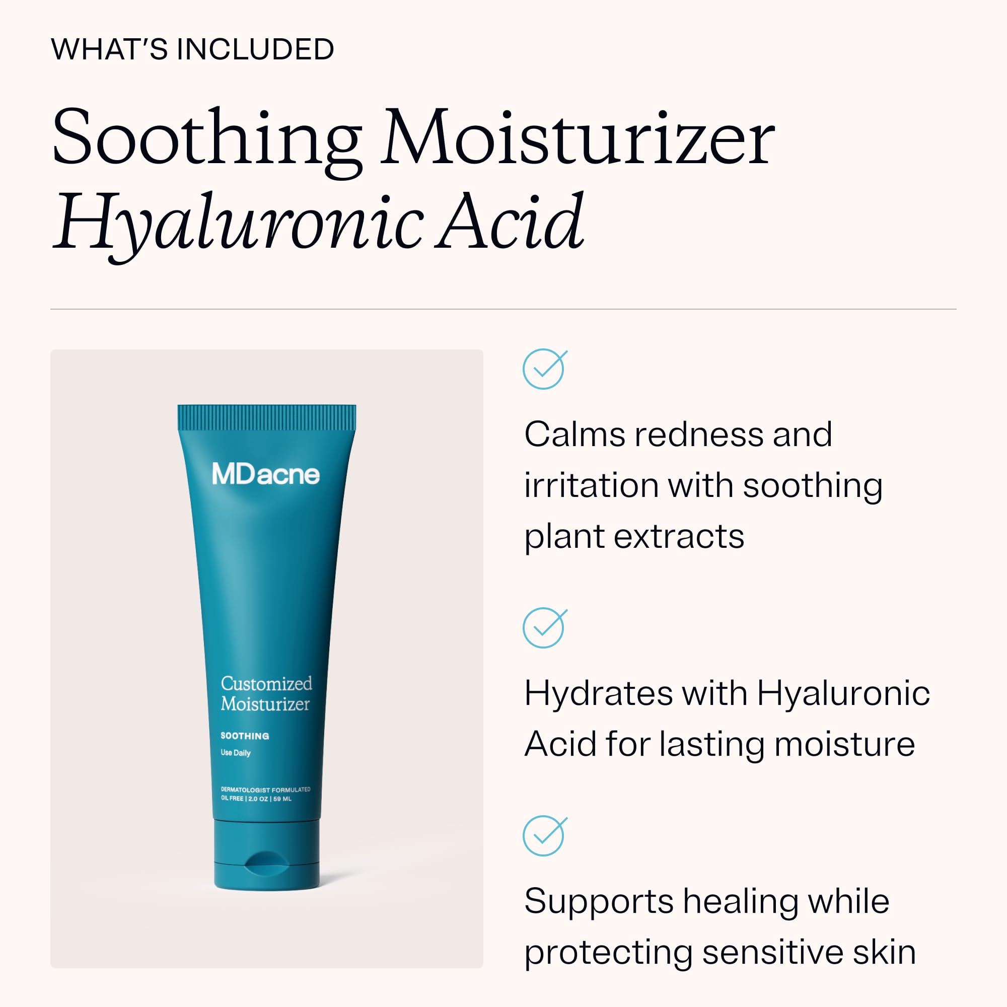 MDacne niacinamide moisturizer tube highlights hydrating barrier-supporting formula.