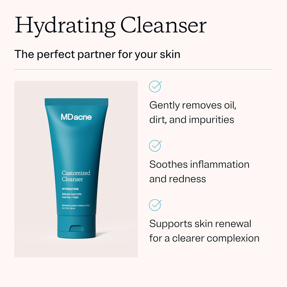 MDacne Hydrating Cleanser foamy lather ready for daily use.